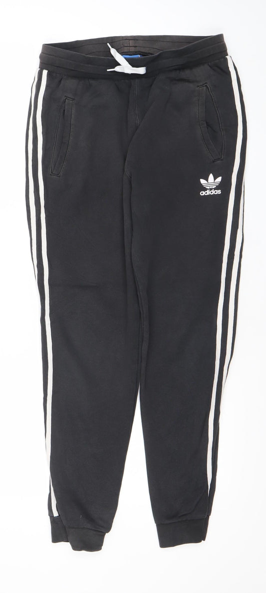 Adidas Boys Black 13-14Y Jogger Track Pants with Side Stripes