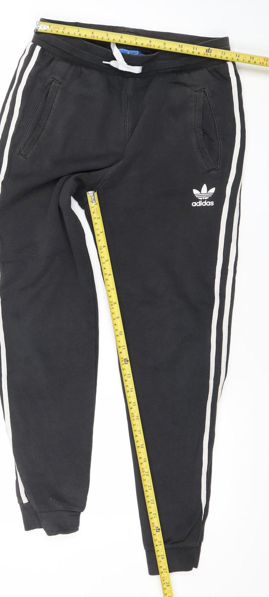 Adidas Boys Black 13-14Y Jogger Track Pants with Side Stripes