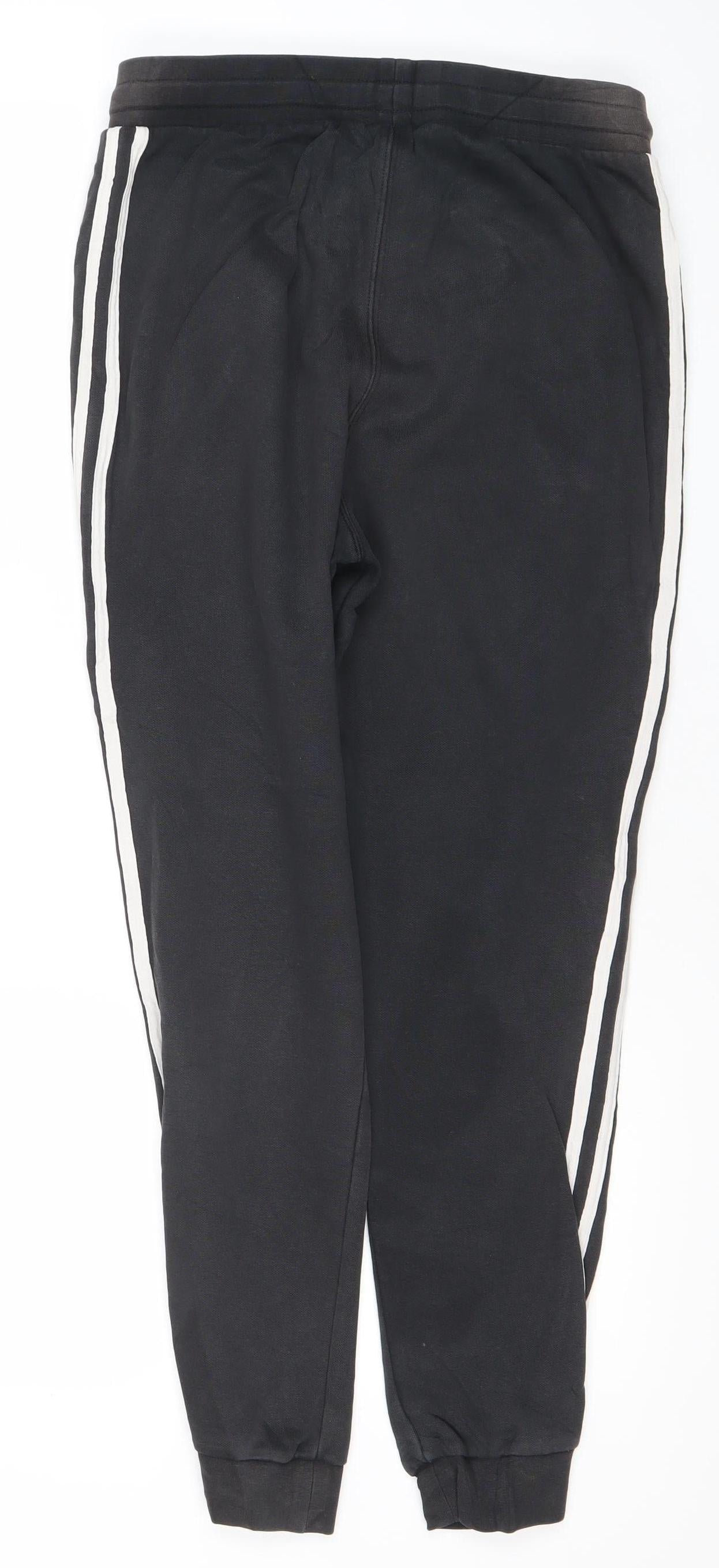 Adidas Boys Black 13-14Y Jogger Track Pants with Side Stripes