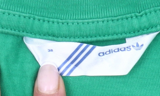 Adidas Womens Green Cotton T-Shirt Size 10 Casual Sportswear