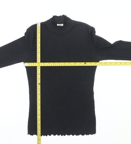 Levi's Womens Black XS Slim Fit Mock Neck Long Sleeve Top