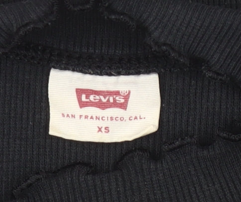 Levi's Womens Black XS Slim Fit Mock Neck Long Sleeve Top