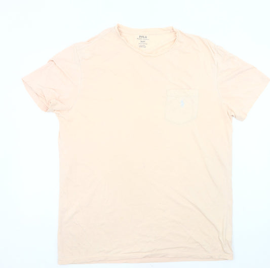 Ralph Lauren Men’s Beige Stretch Cotton Crew Neck Pocket T-Shirt M