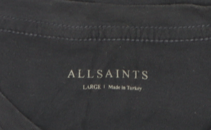 AllSaints Men’s Black Slim Fit Crew Neck T-Shirt Size L