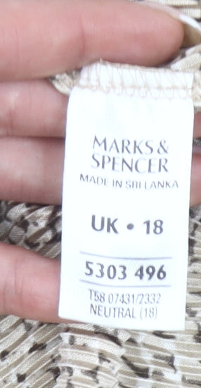 Marks and Spencer Womens Beige Geometric T-Shirt Size 18