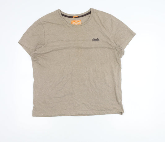 Superdry Mens Beige L Crew Neck Cotton Vintage Logo T-Shirt