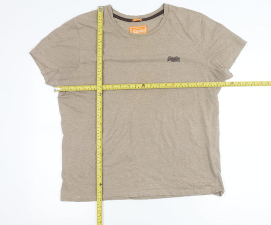 Superdry Mens Beige L Crew Neck Cotton Vintage Logo T-Shirt