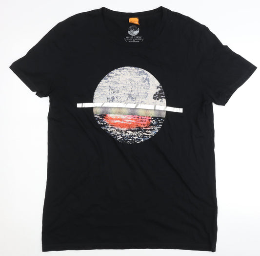 Hugo Boss Men’s Black XL Graphic Print Crew Neck Cotton T-Shirt