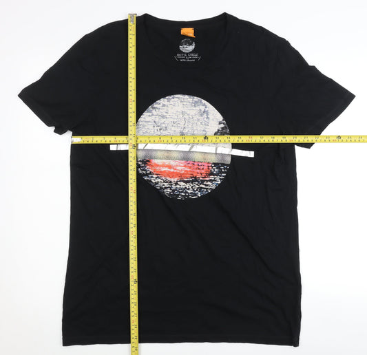 Hugo Boss Men’s Black XL Graphic Print Crew Neck Cotton T-Shirt