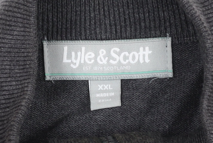 Lyle & Scott Men’s Grey Argyle 2XL Cotton 1/2 Zip Jumper