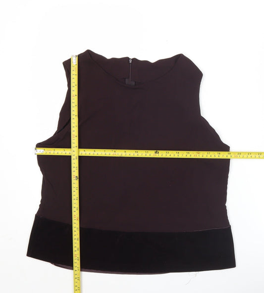 Marks and Spencer Women’s Brown Sleeveless Blouse UK 20 Round Neck
