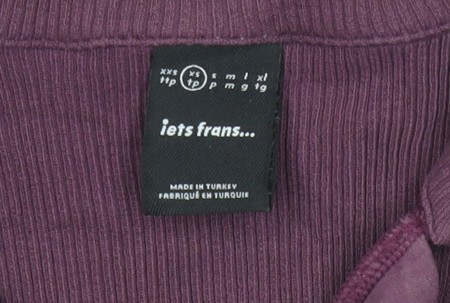 Additional view of iets frans Women’s Purple XS Playsuit Collared Ribbed Knit Short Sleeve