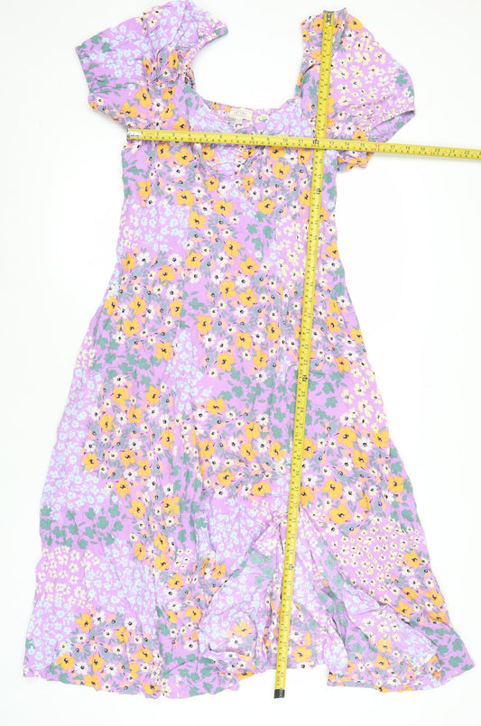 Fat Face Women’s Purple Floral Midi Fit & Flare Dress Size 10
