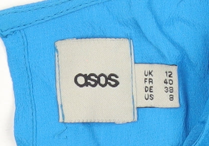 Additional view of ASOS Women’s Blue Short Sleeve Embroidered Playsuit, size UK 12