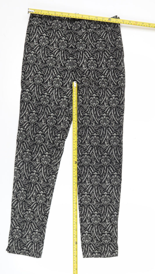 AX Womens Black Floral Stretch Slim Leggings Size 10