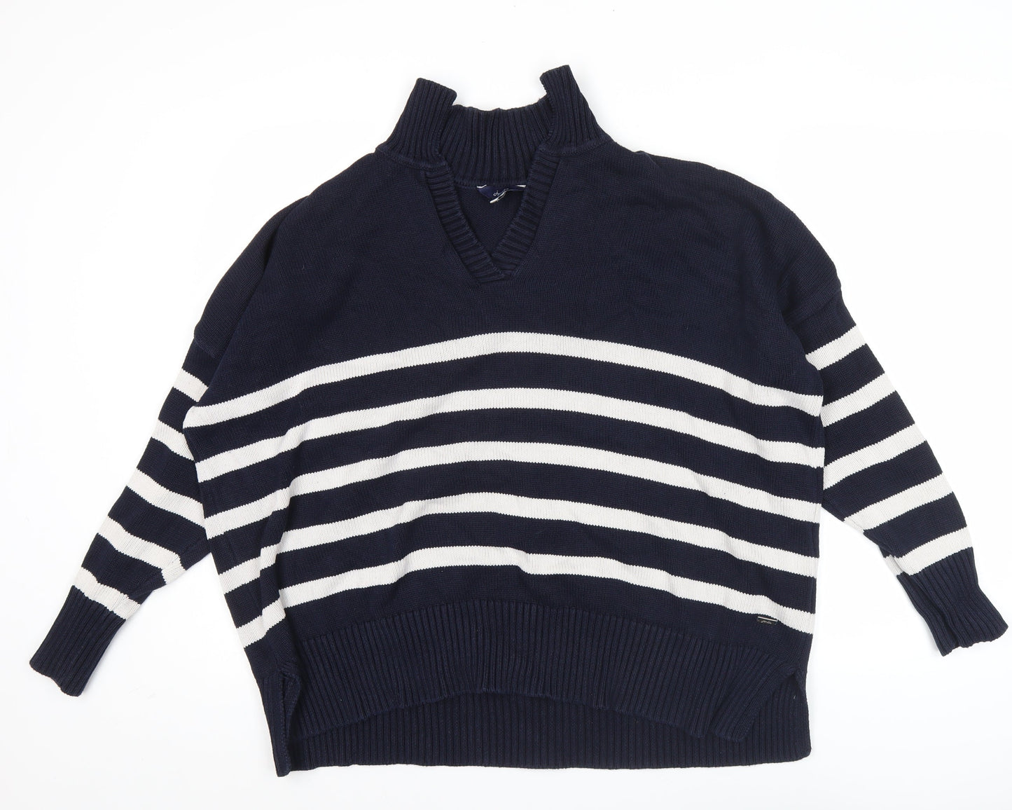 Joules Women’s Blue Striped Cotton V-Neck Jumper Size 20