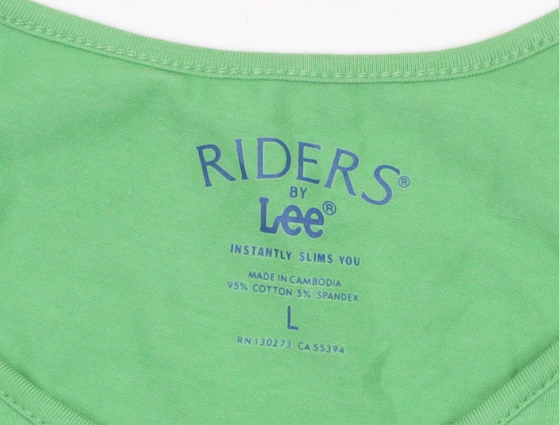 Lee Riders Women's Green L Slimming T-Shirt Short Sleeve Scoop Neck