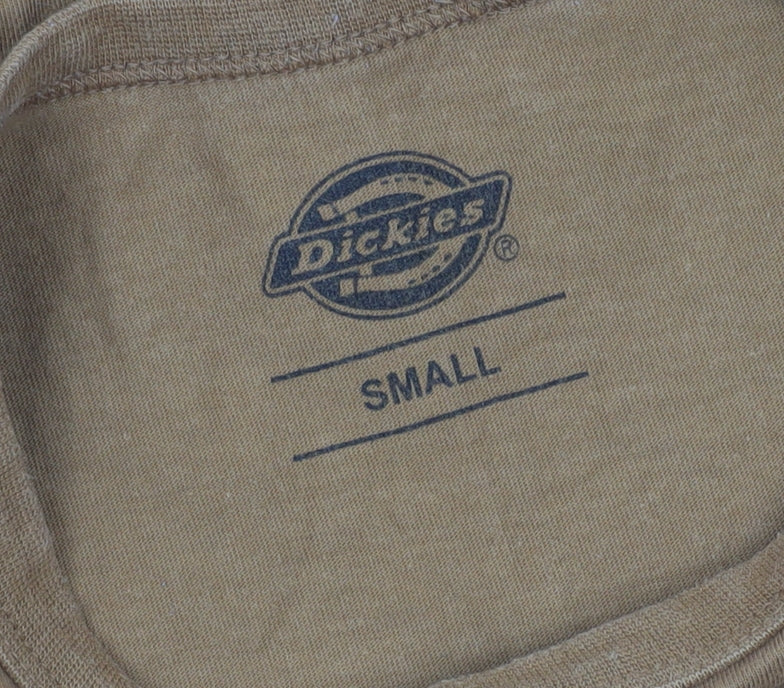 Dickies Men's Brown Small Crew Neck Short Sleeve Cotton T-Shirt