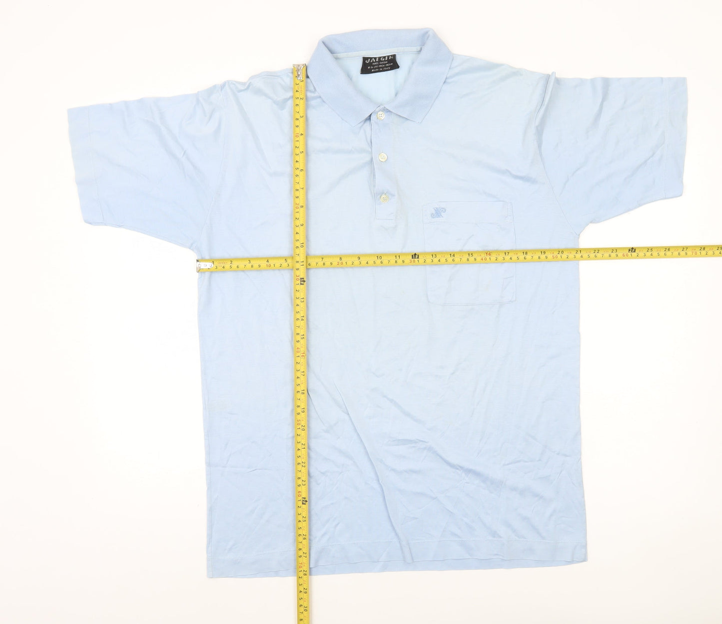 Jaeger Men’s Blue Cotton Polo Shirt M Short Sleeve Casual