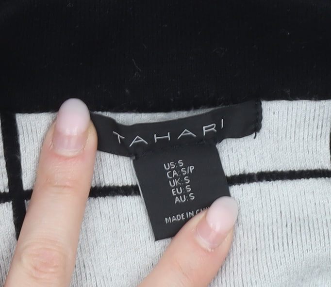 Tahari Womens Black Check Longline Cardigan UK S Workwear Knit