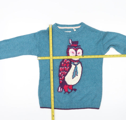 FatFace Boys Blue Owl Graphic Pullover Jumper Size 12-13 Years Cotton Blend