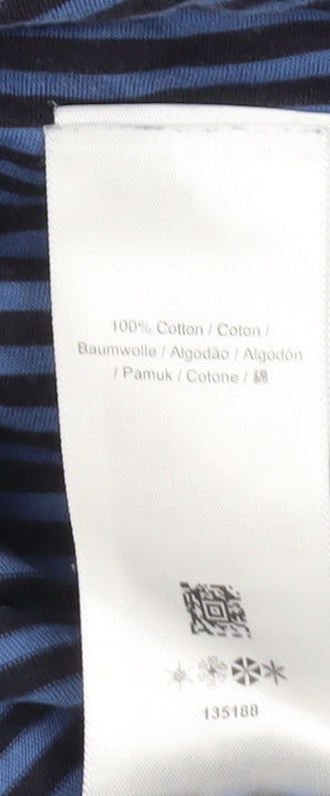 Fred Perry Men’s Blue Striped Crew Neck Cotton T-Shirt Size L