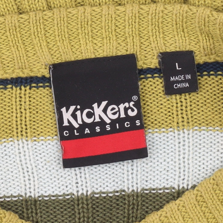 Kickers Women’s L Multicoloured Striped V-Neck Jumper Knit Long Sleeve