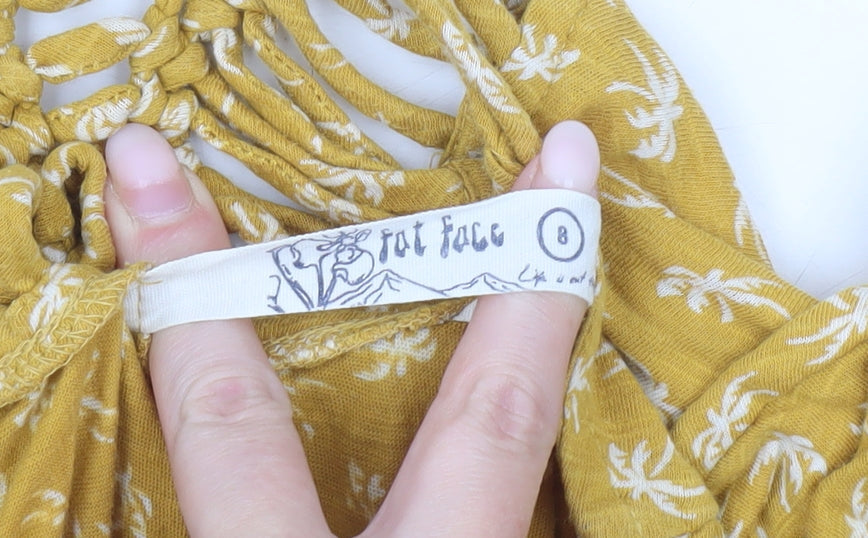 Fat Face Women’s Yellow Floral Tunic T-Shirt Size 8 Summer Casual