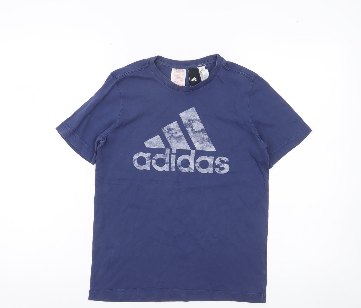 Adidas Boys Blue 11-12 Years Short Sleeve Logo T-Shirt