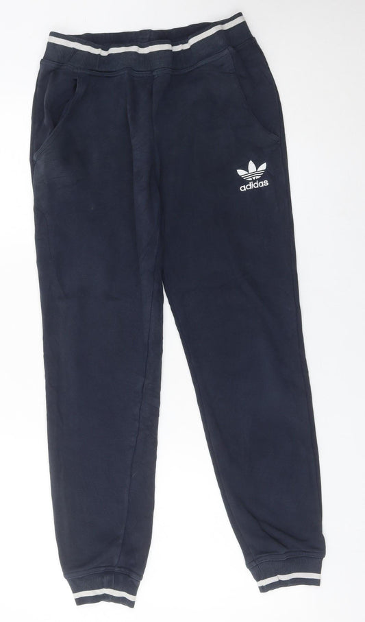 Adidas Womens Blue Jogger Trousers Size 8 Cotton Blend