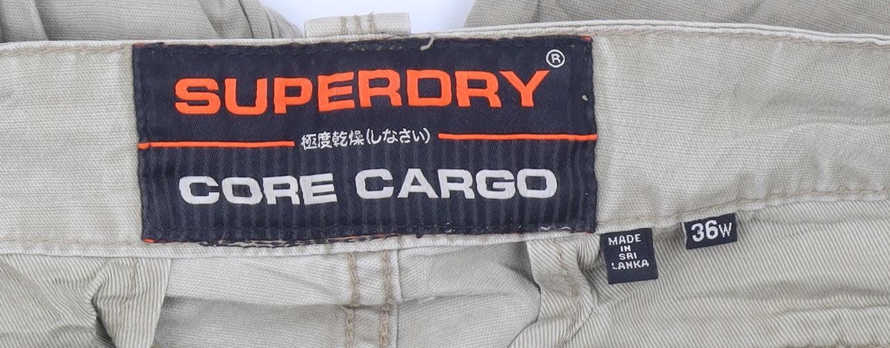 Superdry Men’s Beige Cargo Shorts Size 36 Regular Belted Pockets