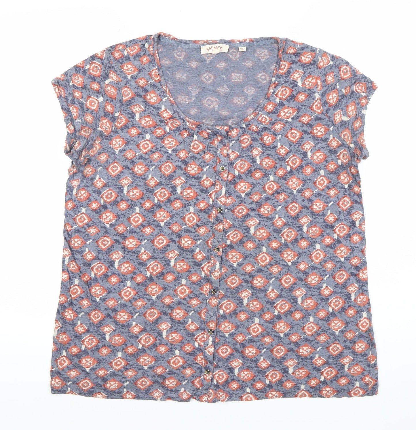 Fat Face Womens Multicoloured Geometric Button Up Top Size 12