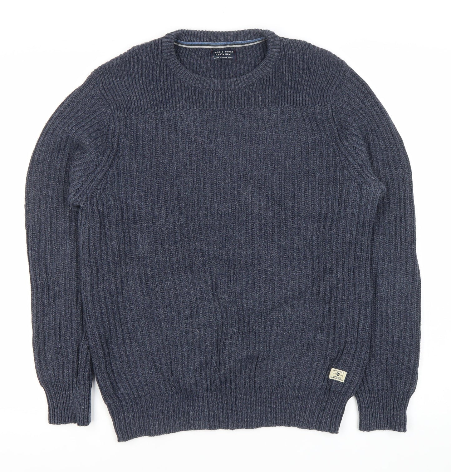 Jack & Jones Men’s Blue Chunky Knit Crew Neck Jumper Size M