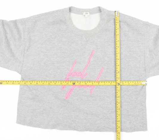 River Island Women’s Grey Embroidered Pullover Sweatshirt Size S