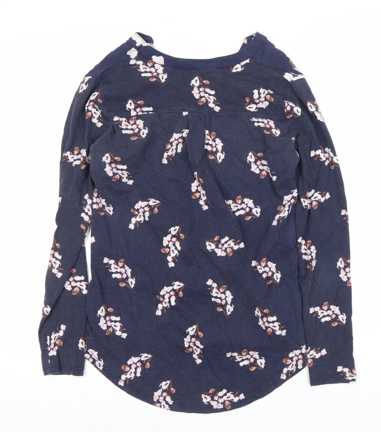 Joules Womens Blue Floral Tunic Blouse Size 8 Long Sleeve V-Neck