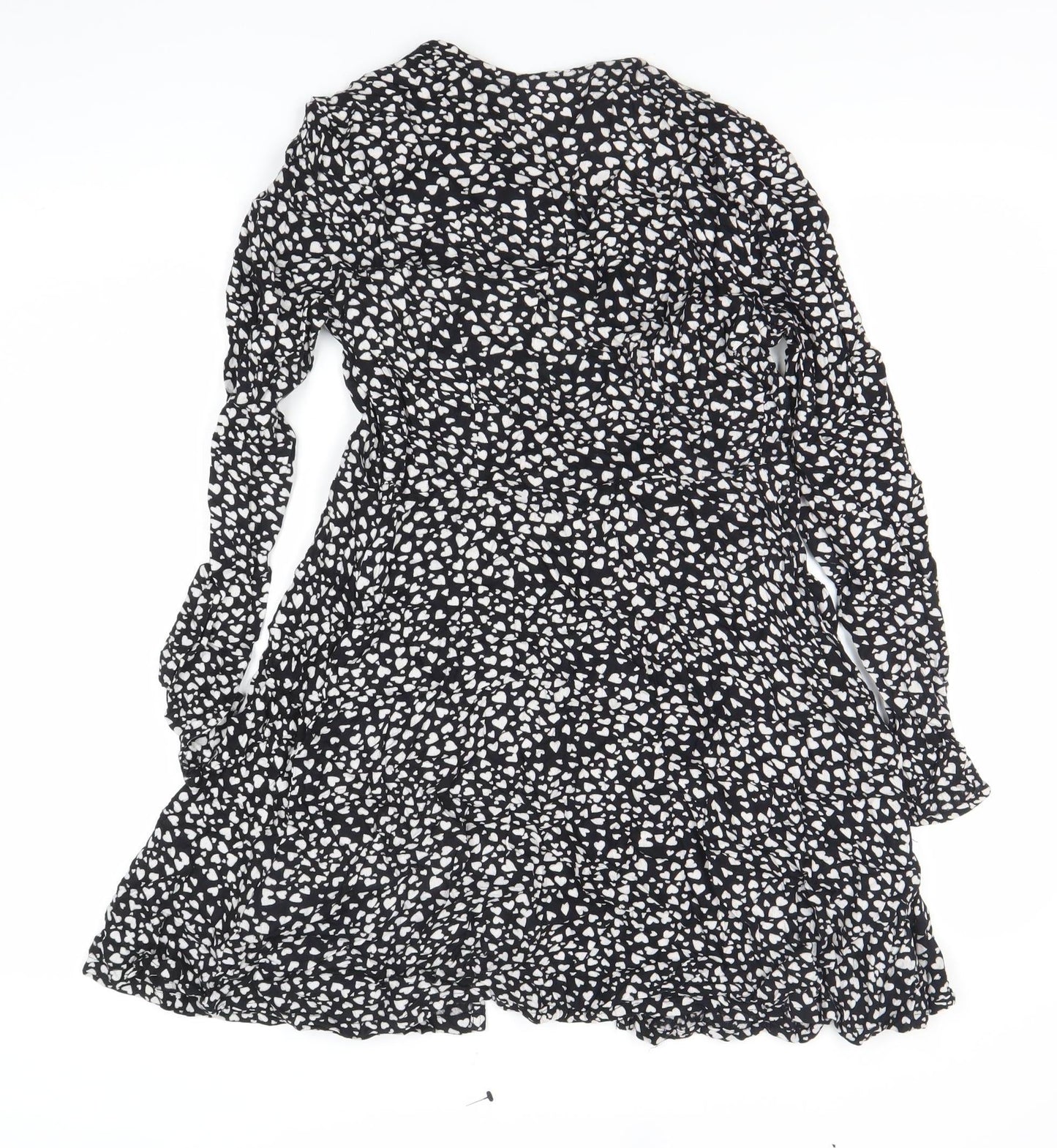 Superdry Women’s Black Wrap Dress XS Viscose Animal Print