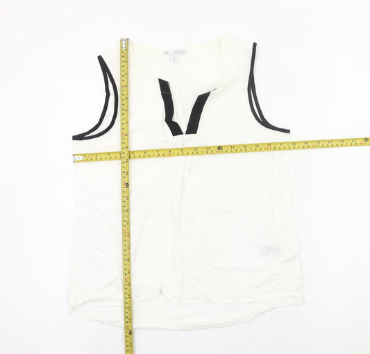 Gap Women’s White Linen Cotton Tunic Blouse Sleeveless UK 6