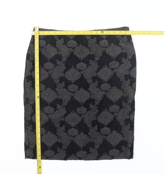 Jigsaw Women’s Black Jacquard Pencil Skirt Size 12 Workwear
