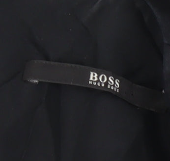 Hugo Boss Women Black Silk A-Line Ruffle Knee Length Dress UK 12