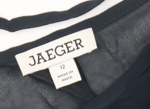 Jaeger Women’s Black Viscose Slip Dress Size 12 Knee Length