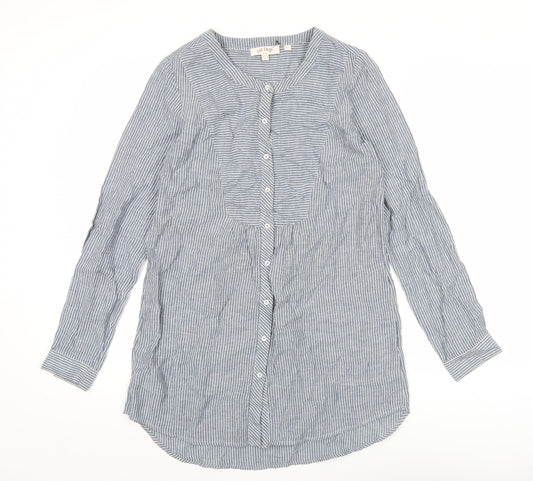 Fat Face Womens Blue Striped Button-Up Tunic Shirt UK 6