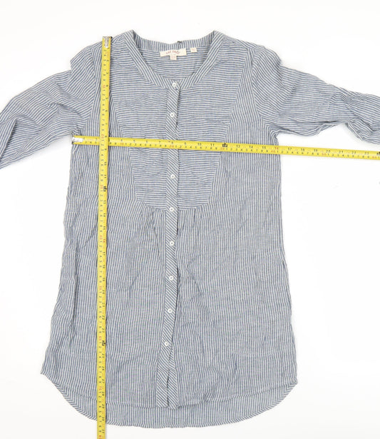 Fat Face Womens Blue Striped Button-Up Tunic Shirt UK 6