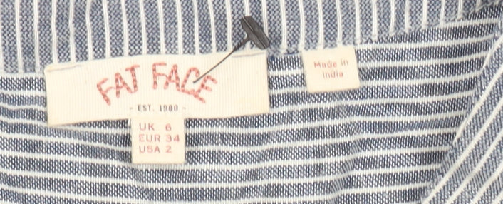 Fat Face Womens Blue Striped Button-Up Tunic Shirt UK 6