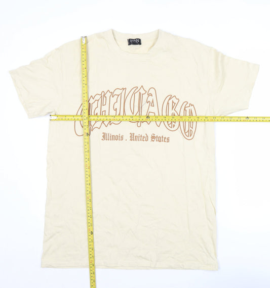 boohooMAN Men's Beige Chicago Graphic T-Shirt Size M