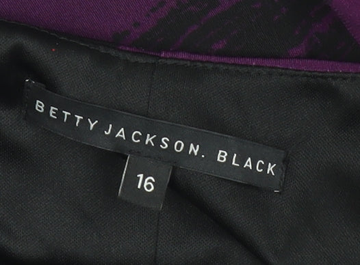 Additional view of Betty Jackson Black Women’s Purple Sheath Dress, size UK 16, Ruched