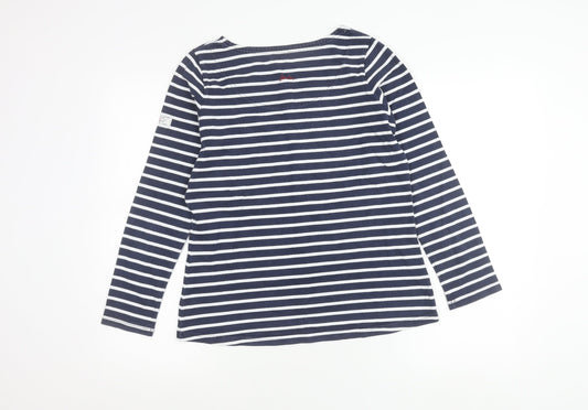 Joules Women’s Blue White Striped Long Sleeve Nautical T-Shirt UK 10