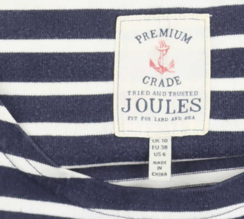 Joules Women’s Blue White Striped Long Sleeve Nautical T-Shirt UK 10