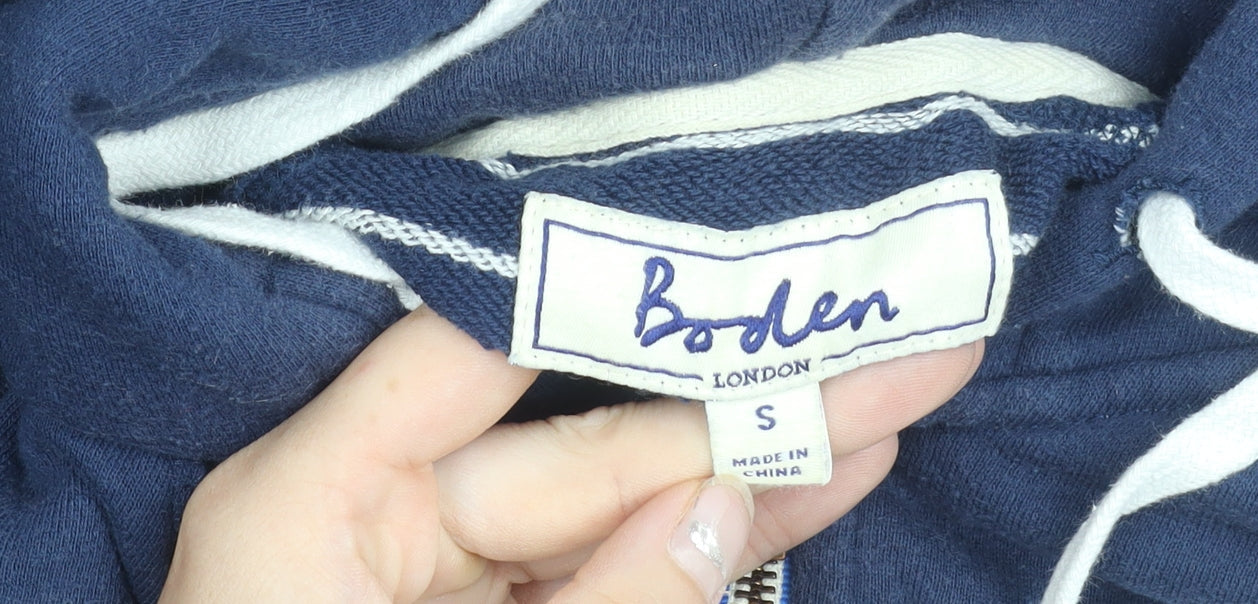 Boden Men’s Blue Cotton Full Zip Hooded Jacket Size S