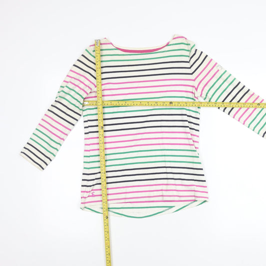 Joules Womens Multicoloured Stripe Cotton 3/4 Sleeve Boat Neck T-Shirt Size 8