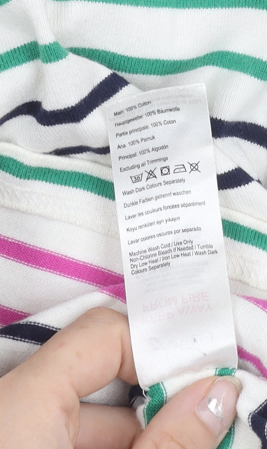 Joules Womens Multicoloured Stripe Cotton 3/4 Sleeve Boat Neck T-Shirt Size 8